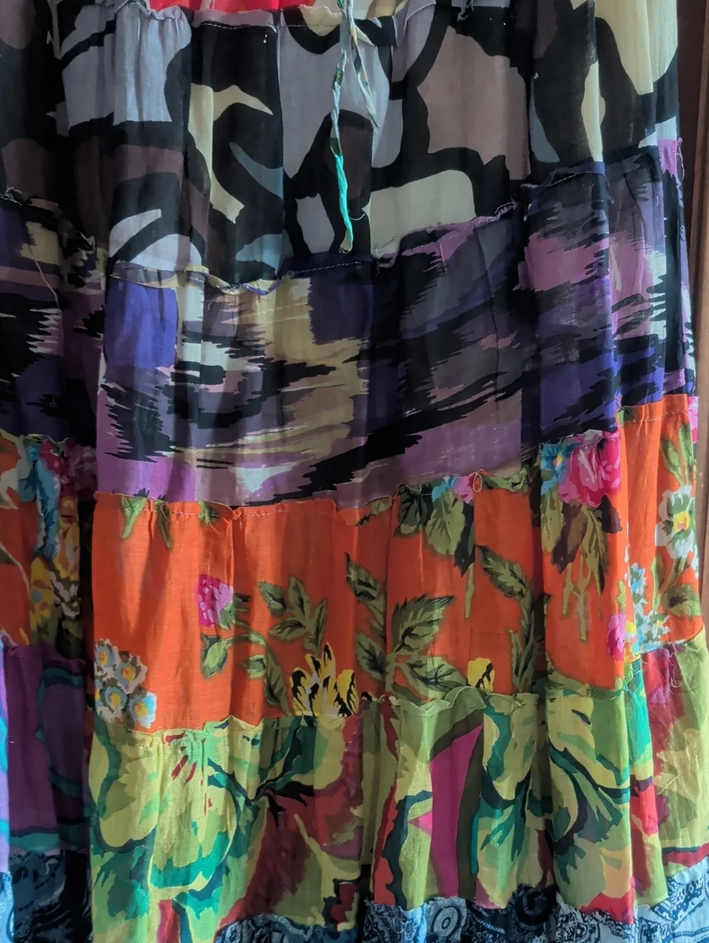Bohemian Tiered Multi-Color Maxi Skirt